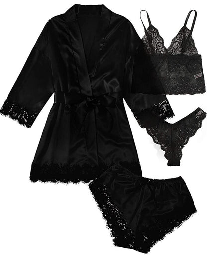 🔥Valentine's Day 4 sets of lace satin sling pajamas set🌹