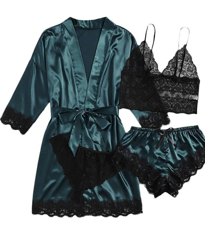 🔥Valentine's Day 4 sets of lace satin sling pajamas set🌹