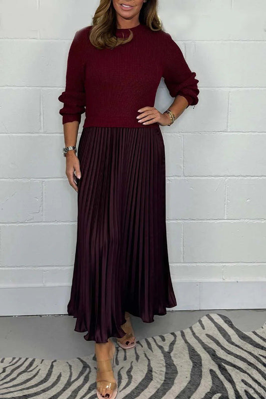 Cozy Knit Pleated Dress